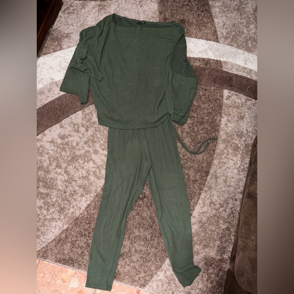 Fashion Nova Green Lounge Set Matching Top & Leggings Size [1X]